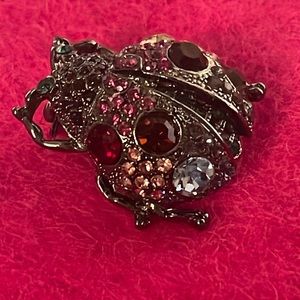 Crystal Encrusted Beetle Brooch